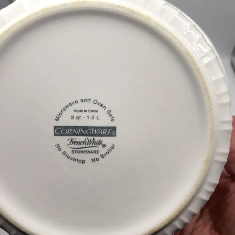 Corning Ware French White 2 Qt -1.9 L Round Casserole Baking Dish NO LID